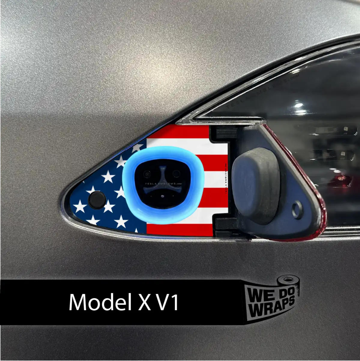 American Flag Tesla Charge Port Wrap | Model X - Tesla Emblems