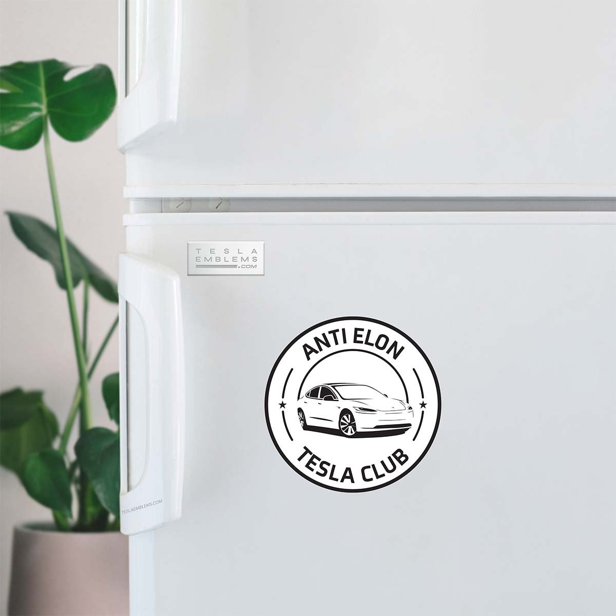 Anti Elon Tesla Club Badge | Vinyl Decal / Sticker - Tesla Emblems