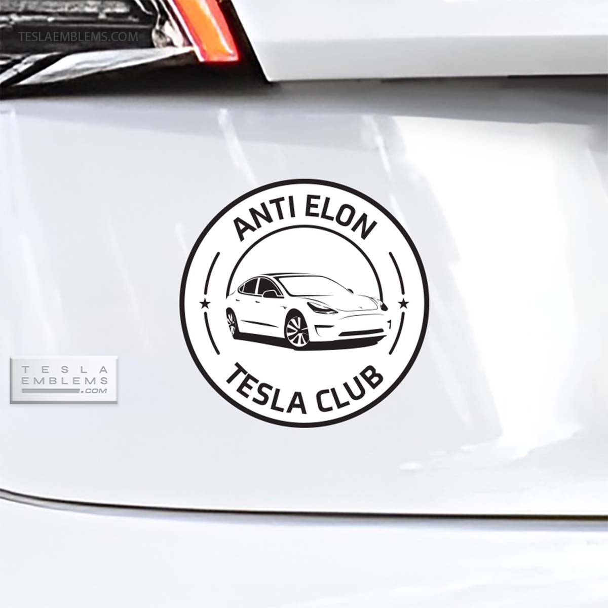 Anti Elon Tesla Club Badge | Vinyl Decal / Sticker - Tesla Emblems
