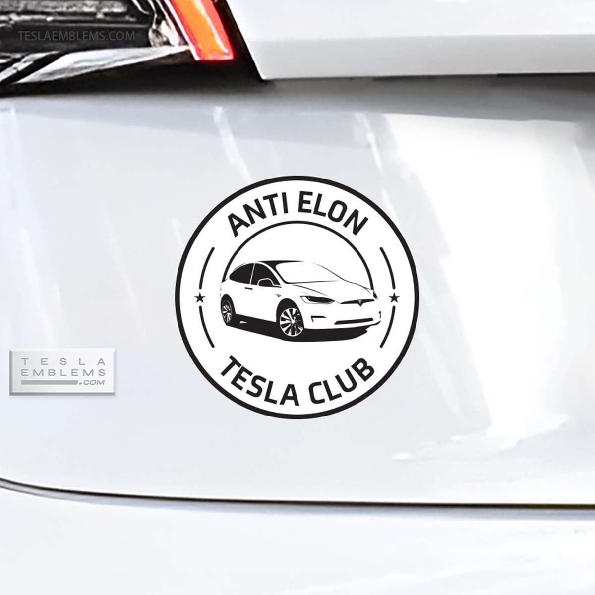 Anti Elon Tesla Club Badge | Vinyl Decal / Sticker - Tesla Emblems