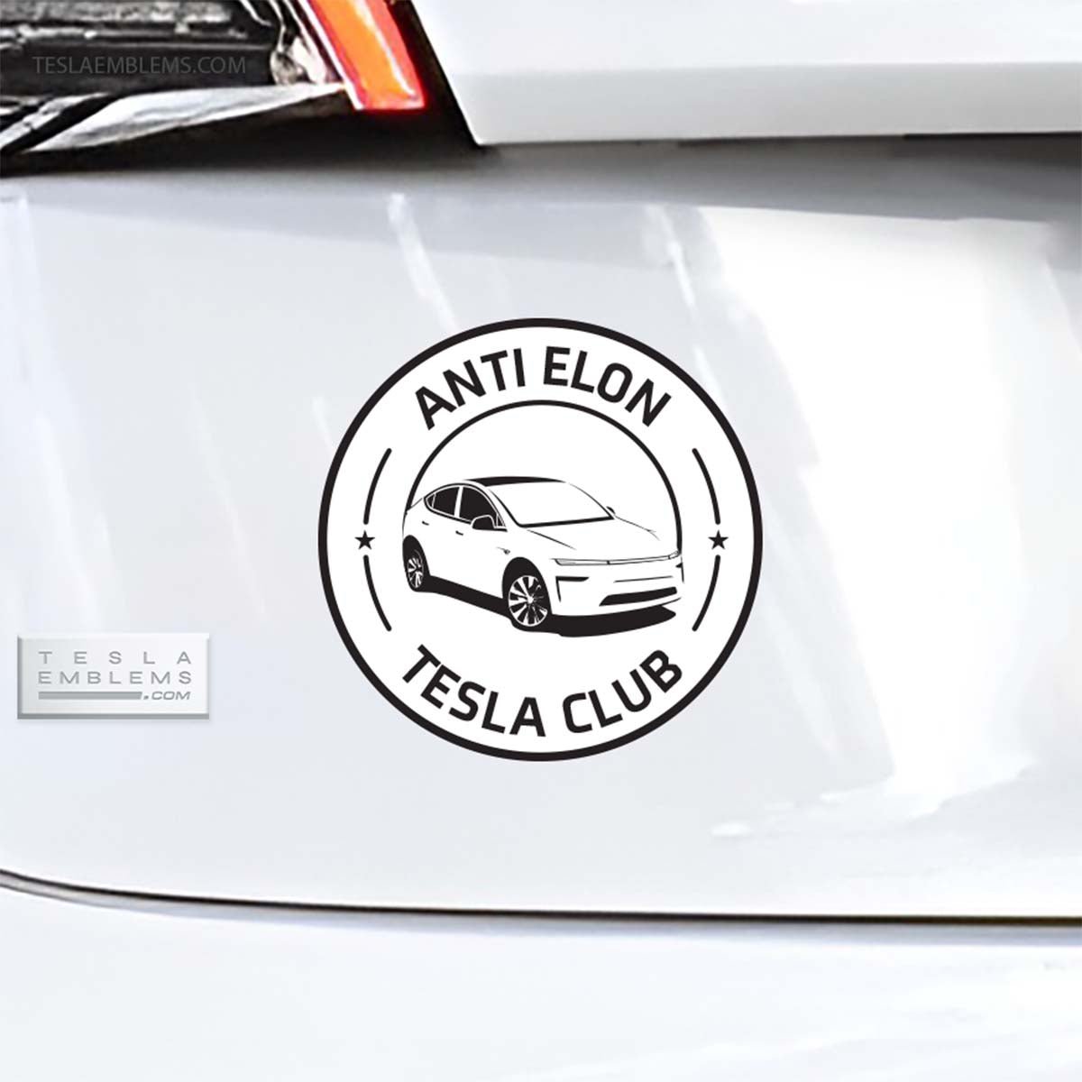 Anti Elon Tesla Club Badge | Vinyl Decal / Sticker - Tesla Emblems