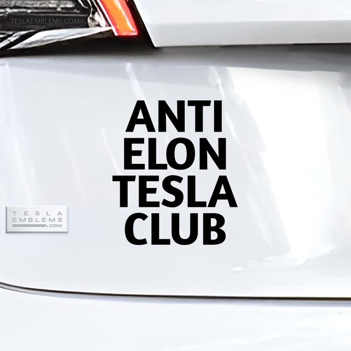 Anti Elon Tesla Club | Cut Vinyl Letters Sticker - Tesla Emblems