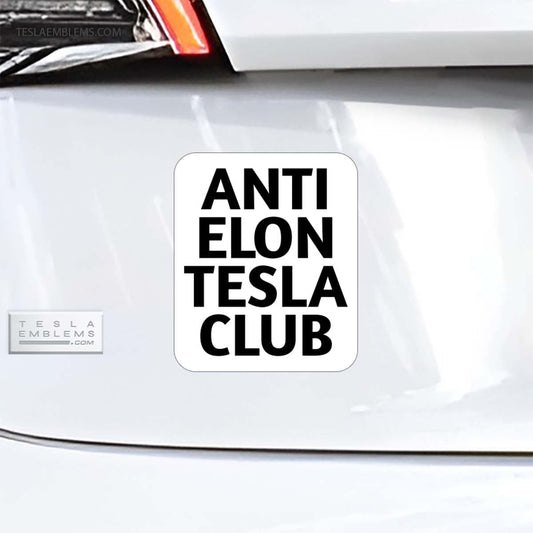Anti Elon Tesla Club Vinyl Decal Sticker - Tesla Emblems