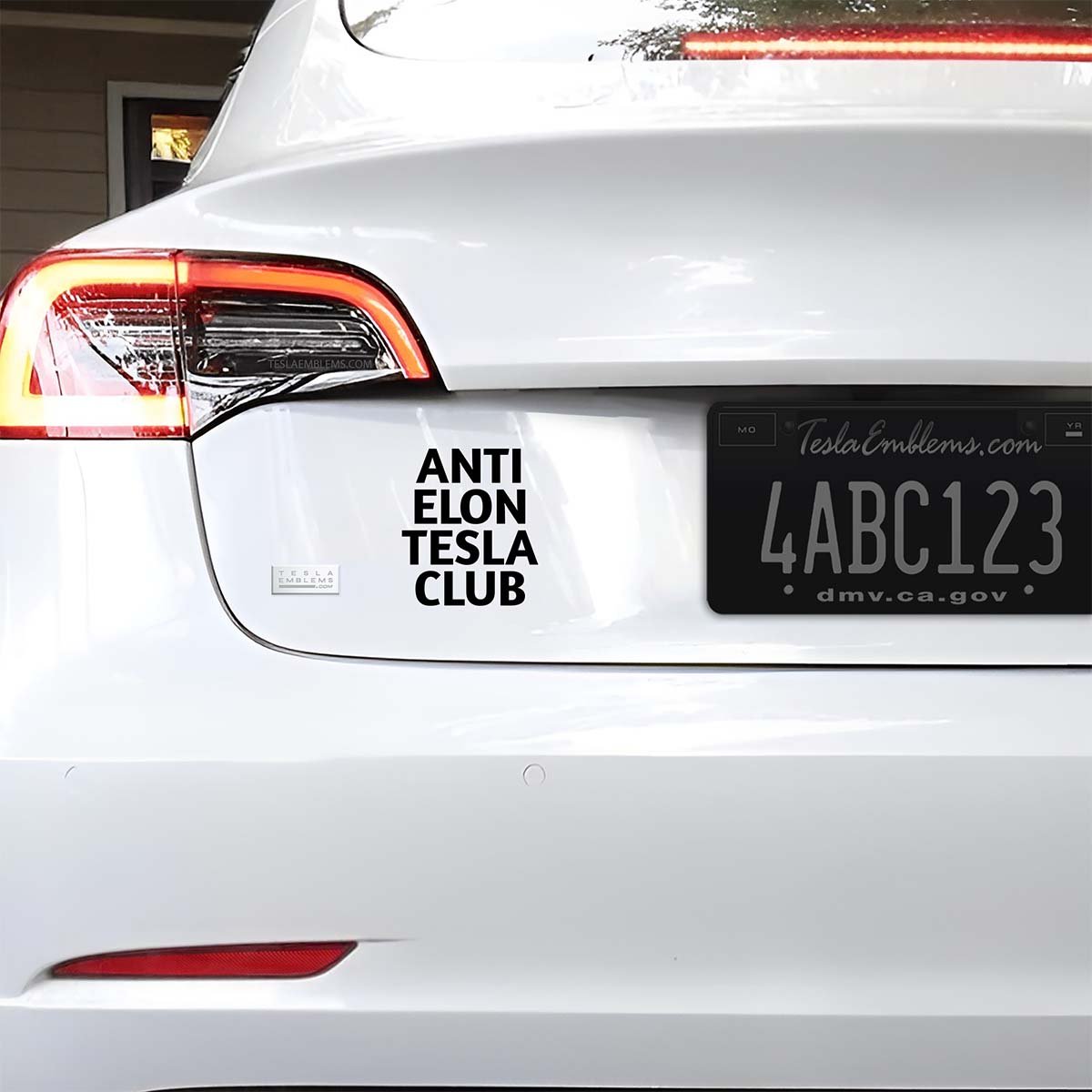 Anti Elon Tesla Club | Cut Vinyl Letters Sticker - Tesla Emblems
