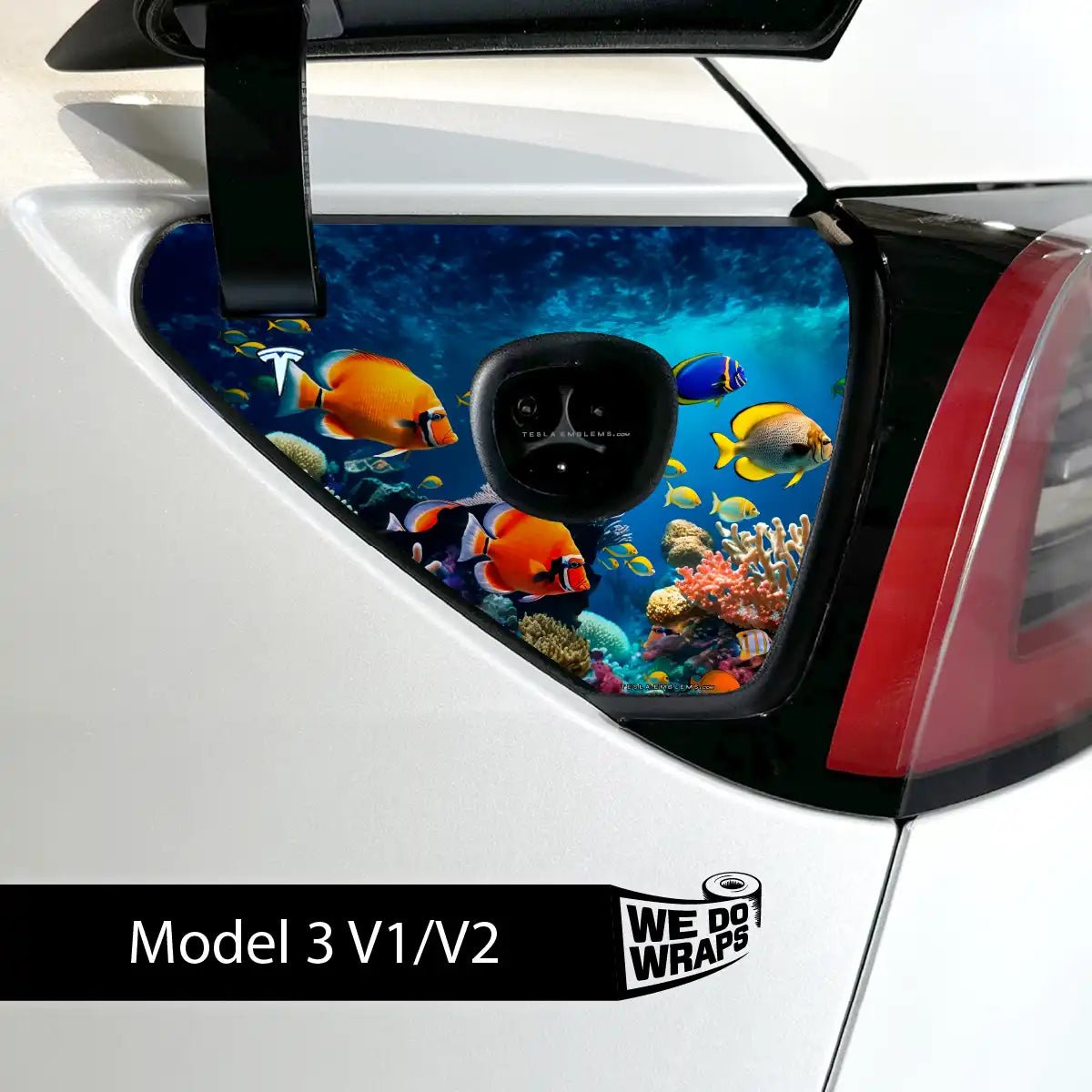 Aquarium Tesla Charge Port Wrap | Model 3 - Tesla Emblems