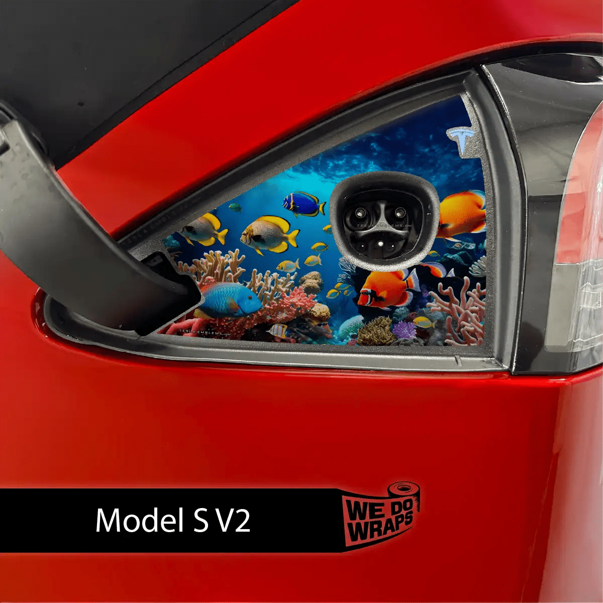 Aquarium Tesla Charge Port Wrap | Model S - Tesla Emblems