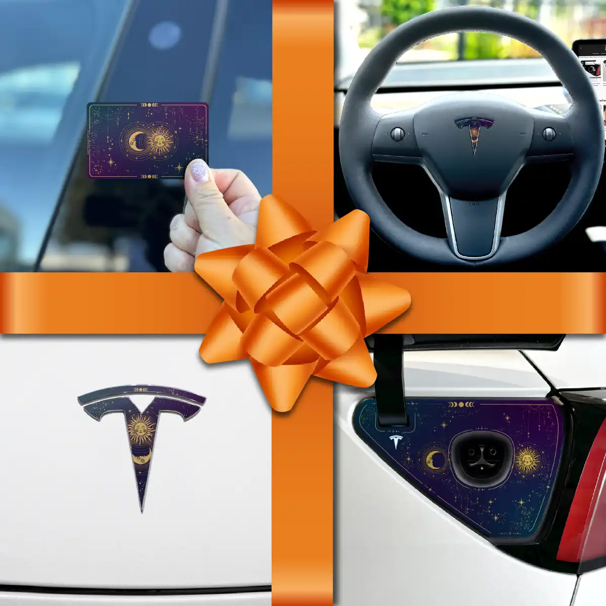 Holiday Bundle Tarot Sun and Moon Tesla Wrap Kit - Tesla Emblems