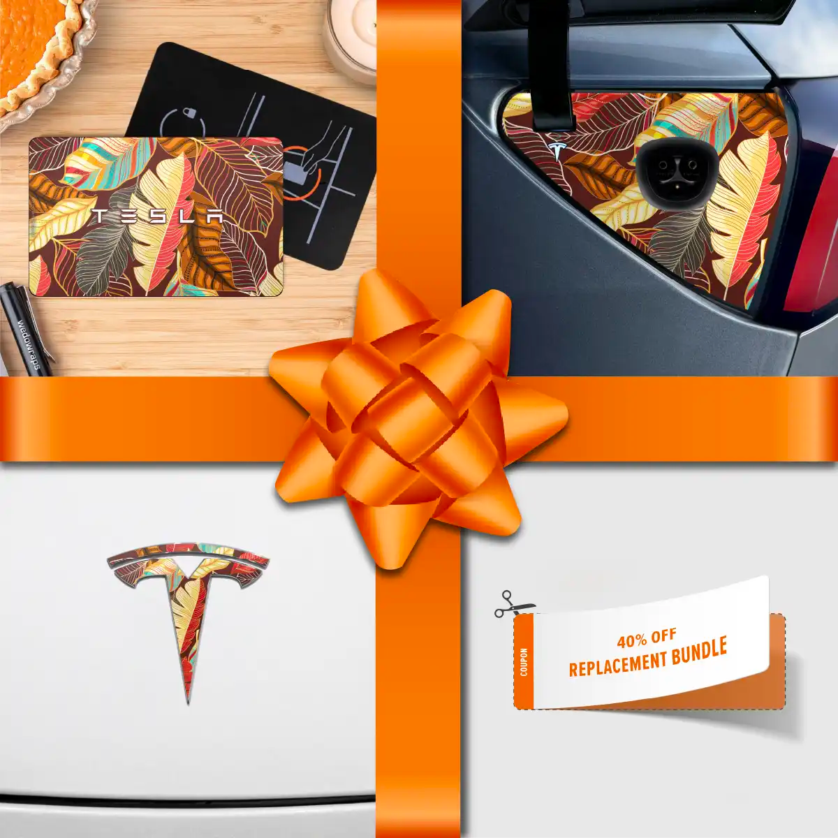 Holiday Bundle Autumn Foliage Tesla Wrap Kit | Model Y