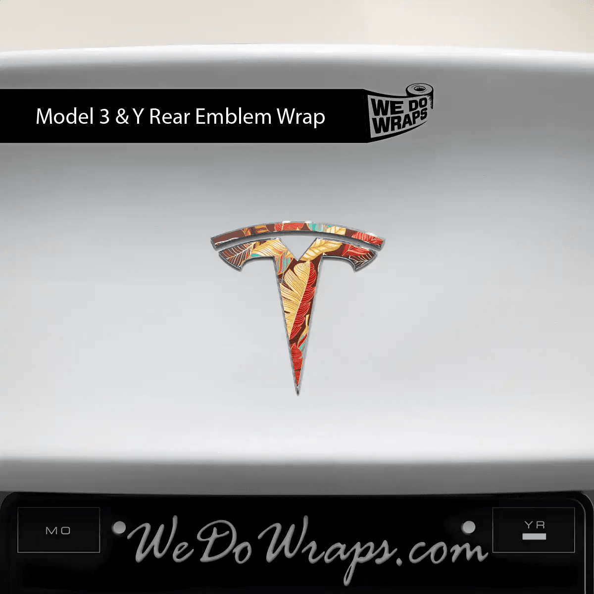 Autumn Foliage Tesla Emblem Decals (Front + Back) | Model Y - Tesla Emblems