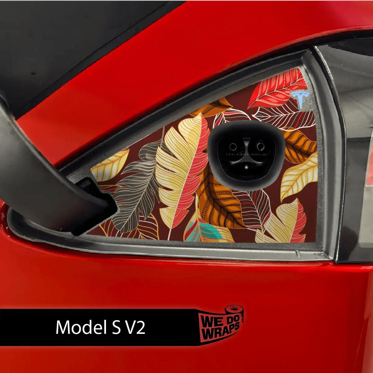 Autumn Foliage Tesla Charge Port Wrap | Model S - Tesla Emblems