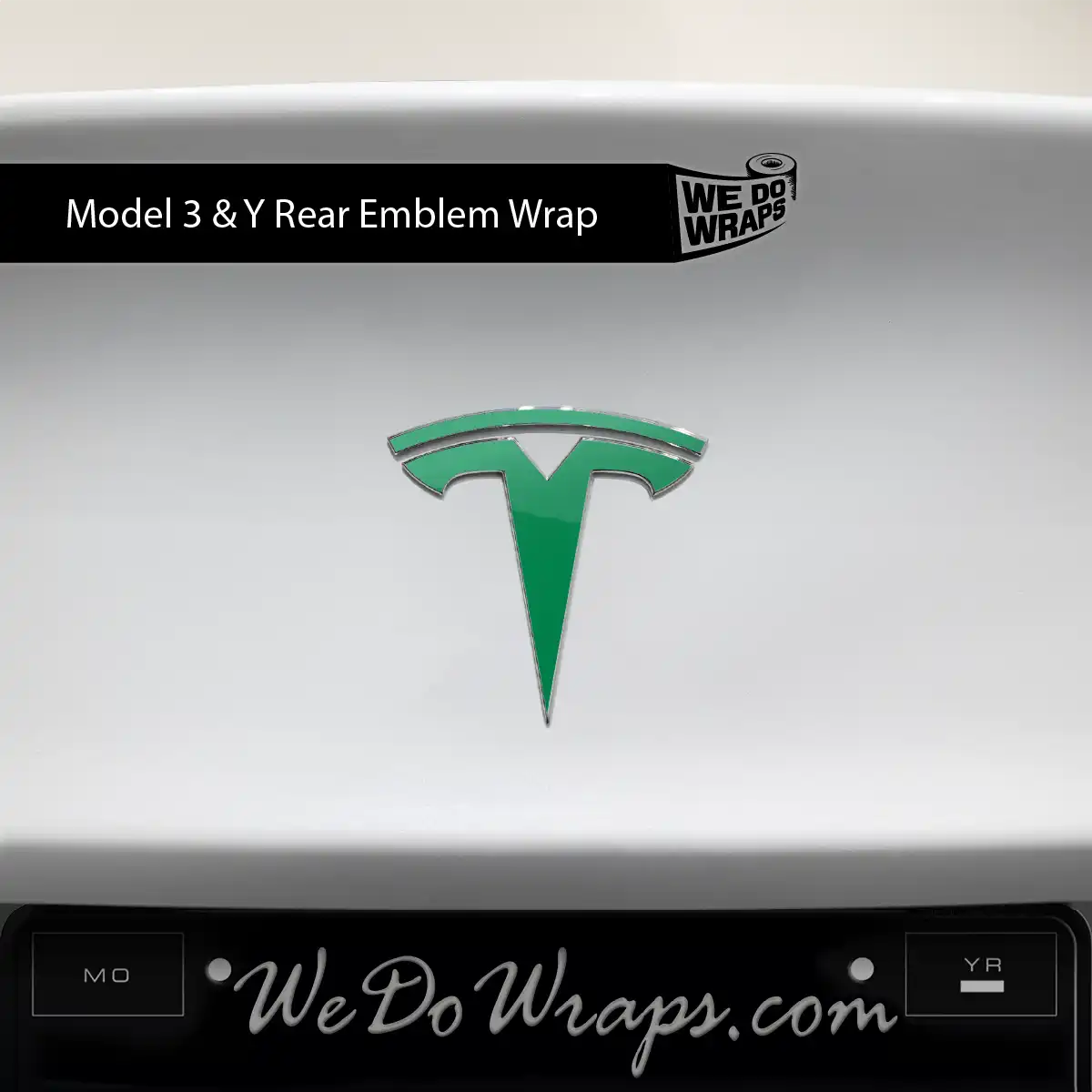Avery Gloss Kelly Green Tesla Emblem Decals (Front + Back) | Model 3