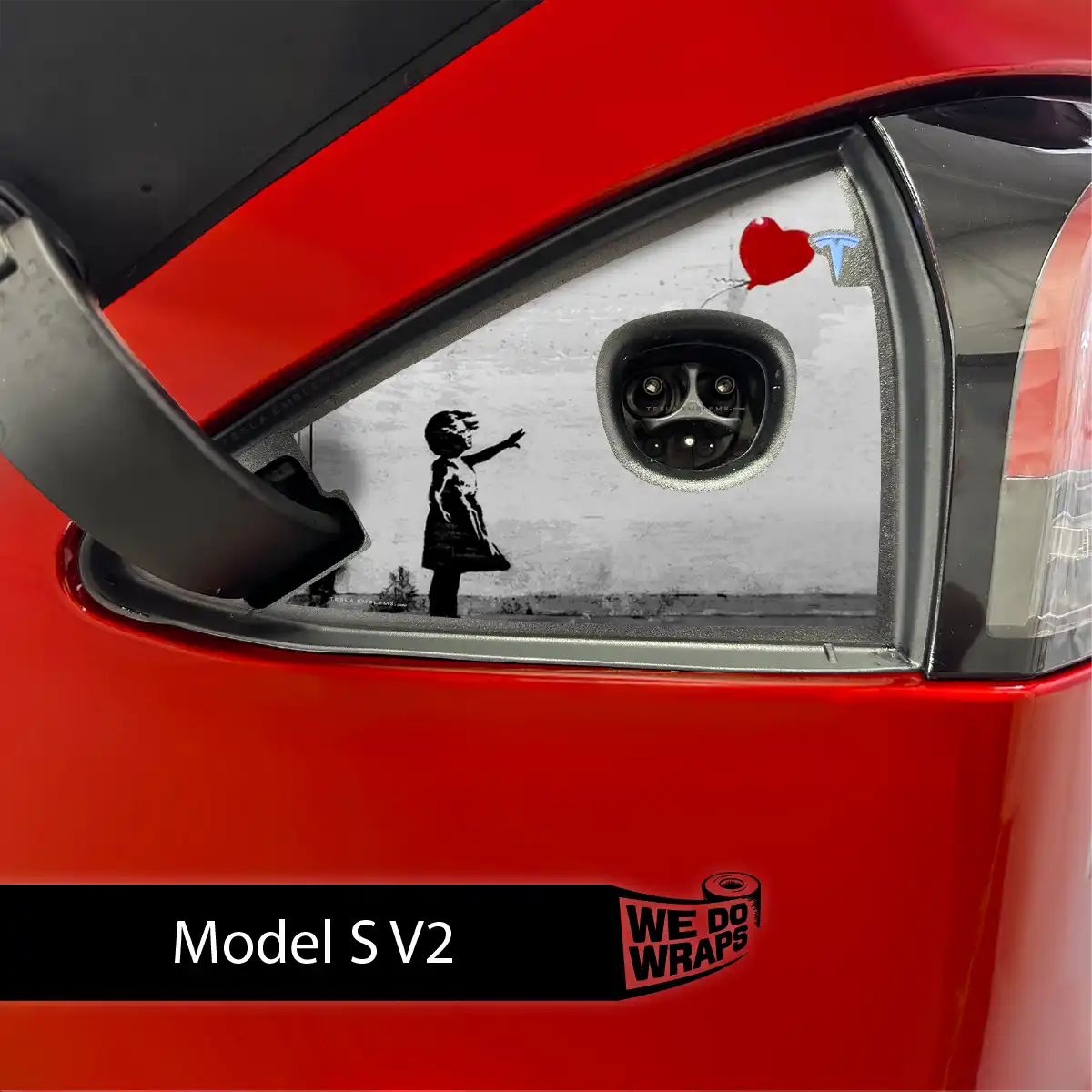 Girl with Balloon Tesla Charge Port Wrap | Model S