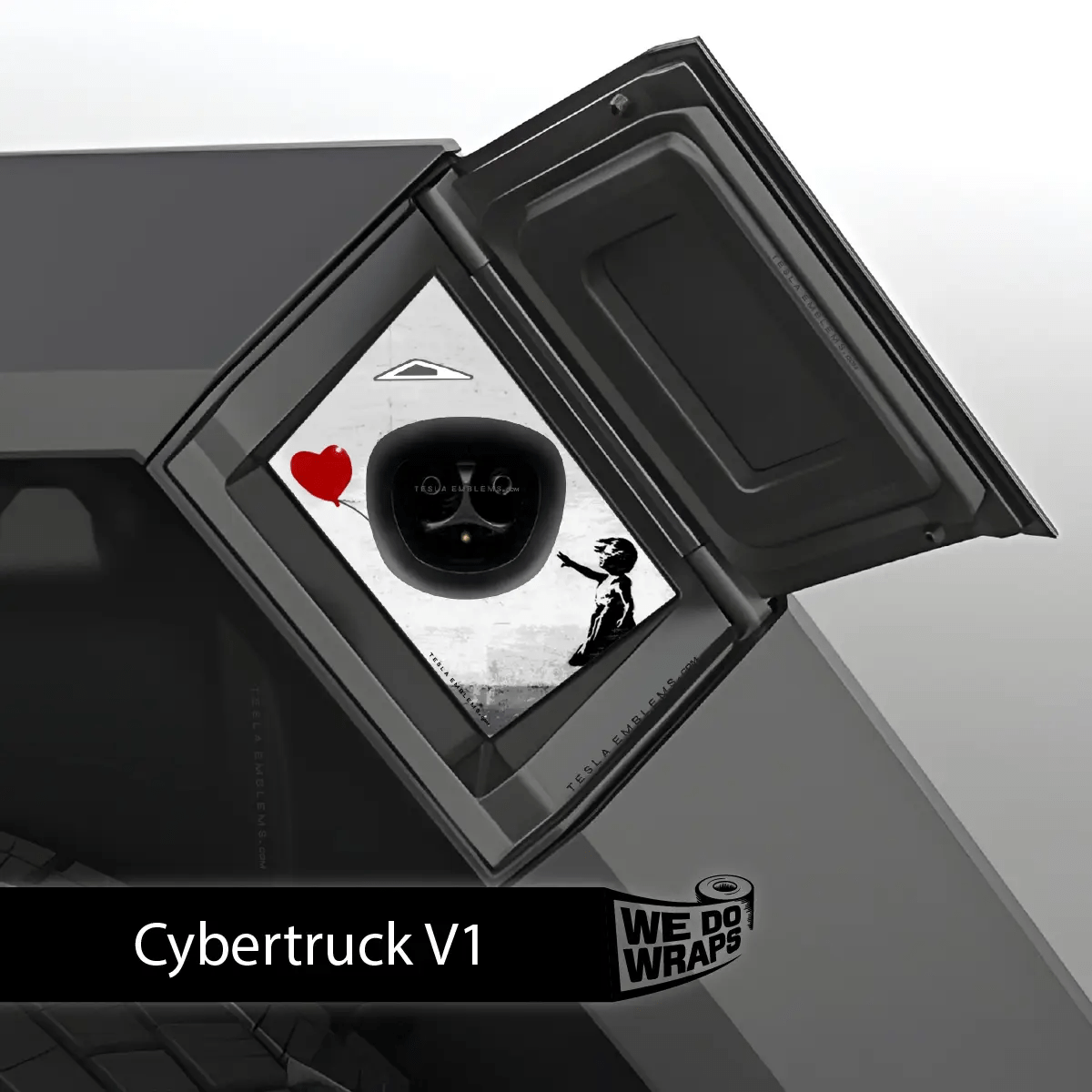 Girl with Balloon Tesla Charge Port Wrap | Cybertruck - Tesla Emblems