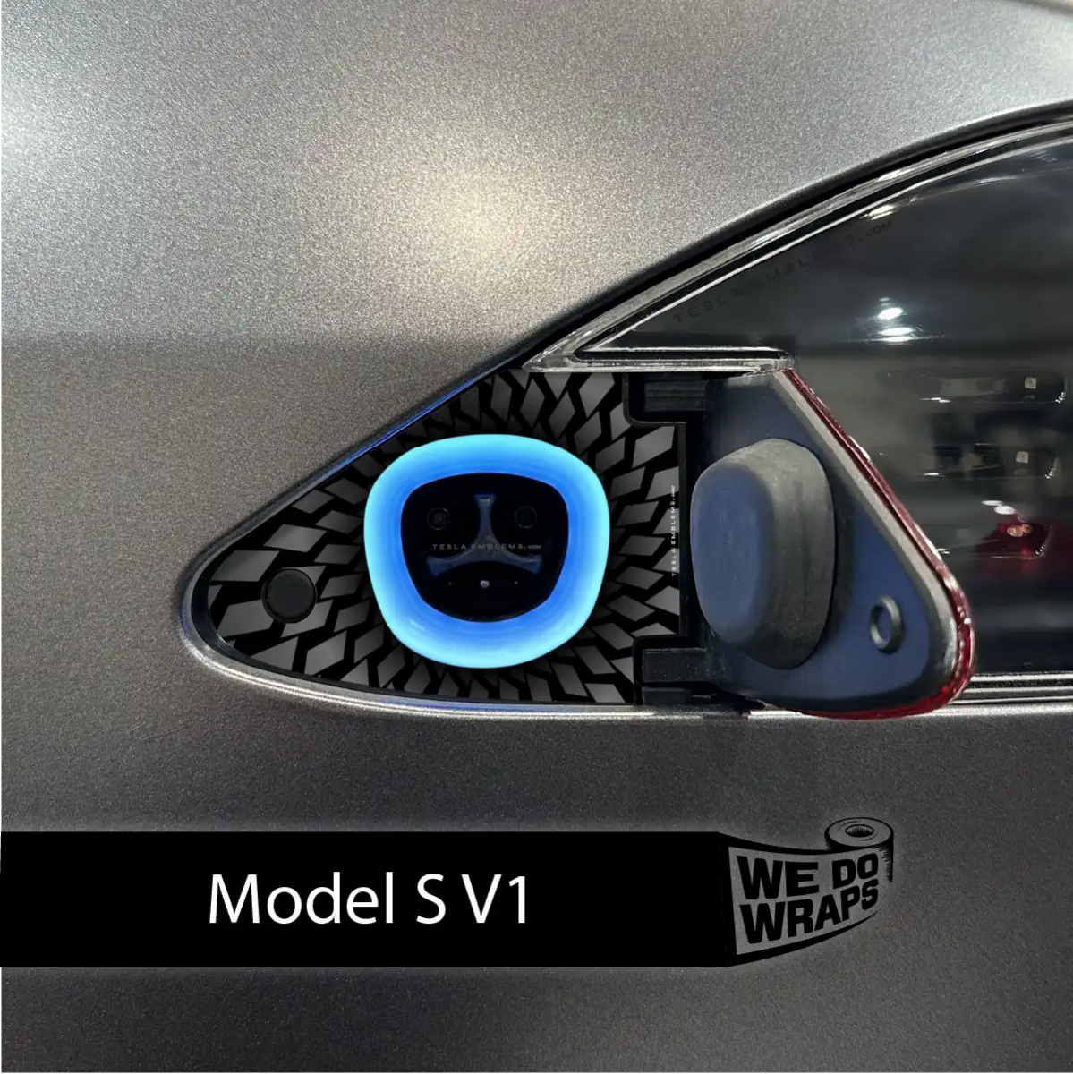 Black Hole Tesla Charge Port Wrap | Model S - Tesla Emblems