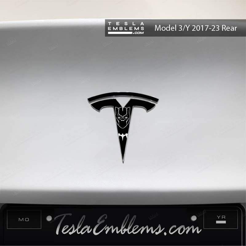 Black Panther Tesla Emblem Decals (Front + Back) - Tesla Emblems