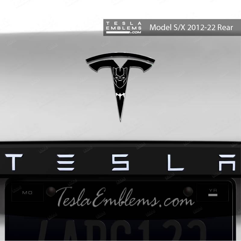 Black Panther Tesla Emblem Decals (Front + Back) - Tesla Emblems