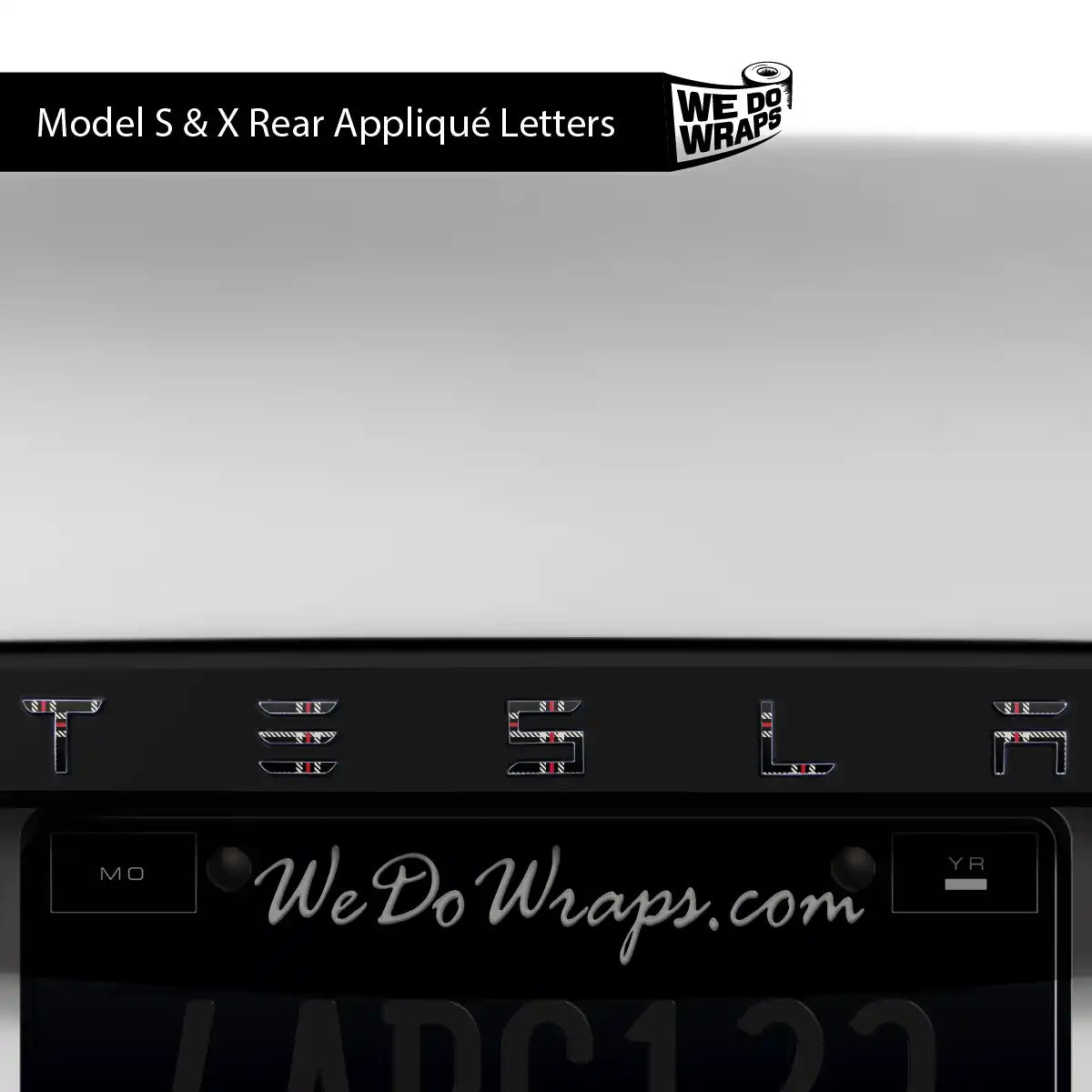 Black Plaid Tesla Emblem Decals (Front + Back) | Model X - Tesla Emblems