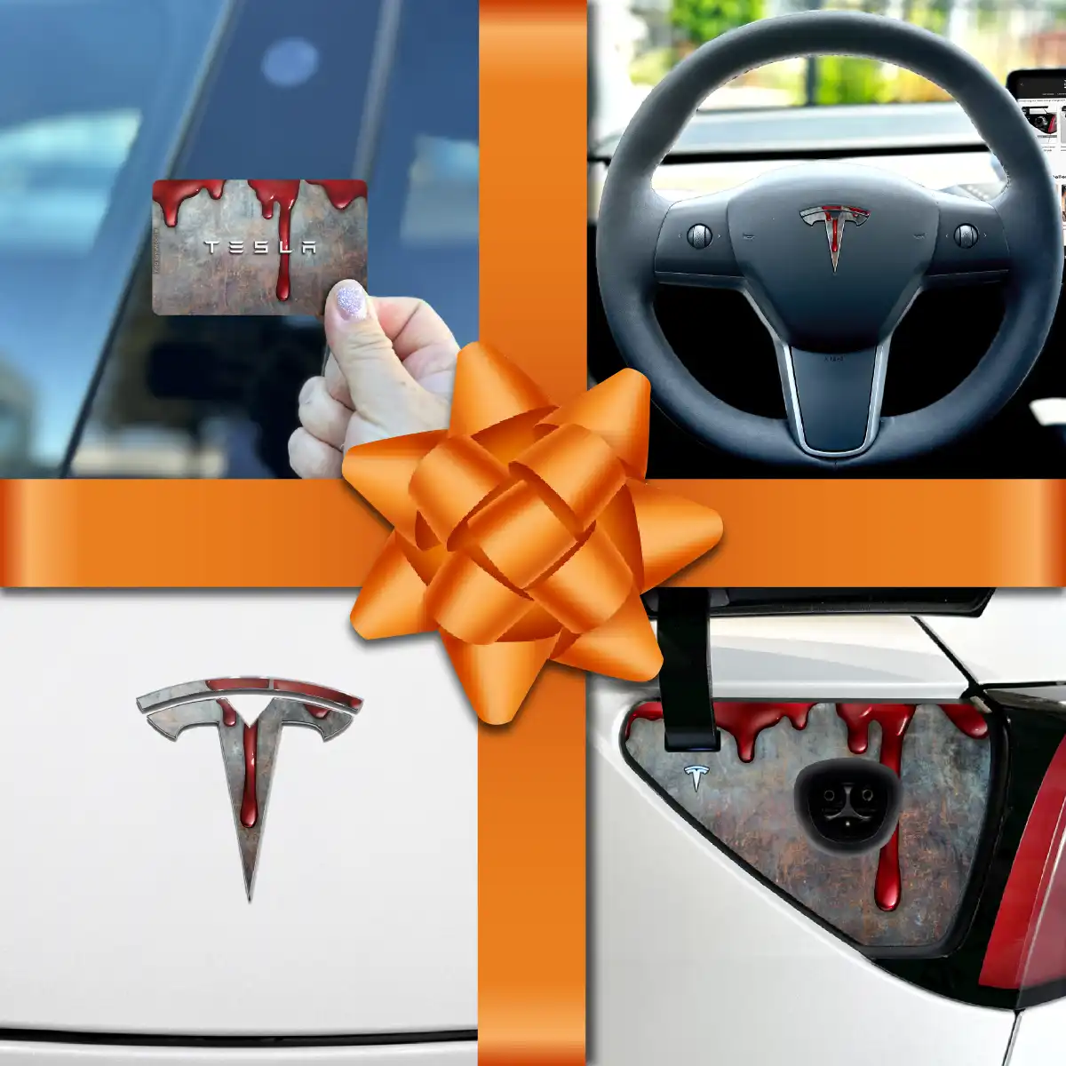 Holiday Bundle Bloody Tesla Wrap Kit - Tesla Emblems