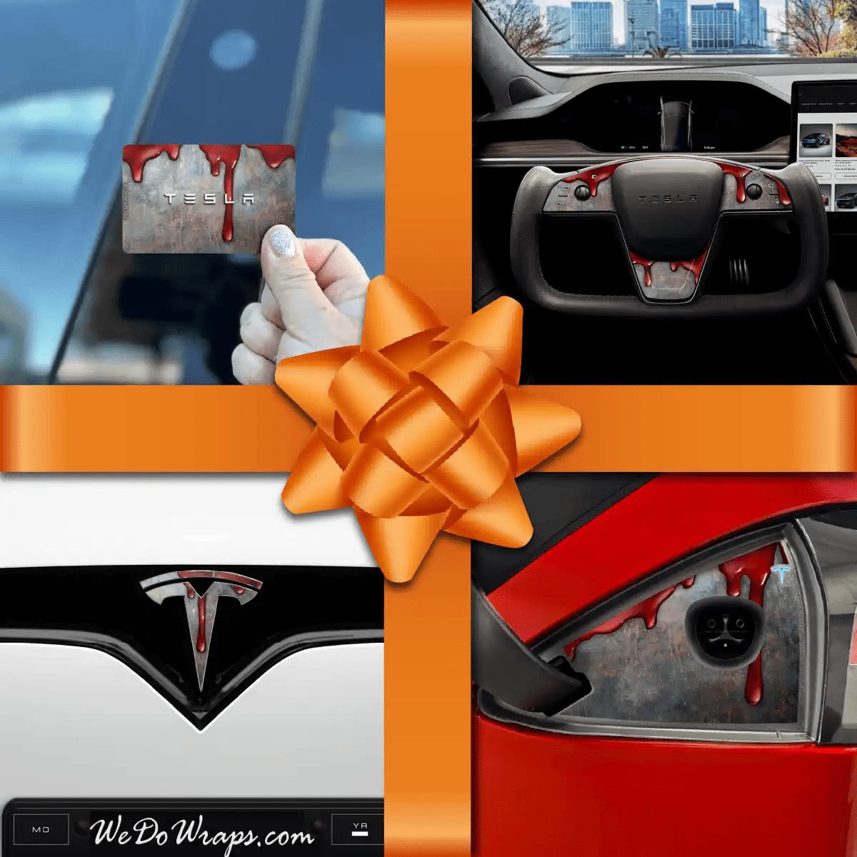 Holiday Bundle Bloody Tesla Wrap Kit | Model S - Tesla Emblems