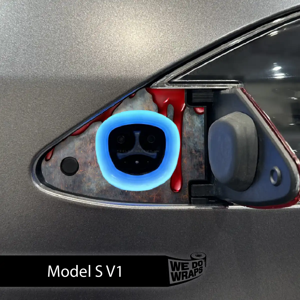 Bloody Tesla Charge Port Wrap | Model S - Tesla Emblems