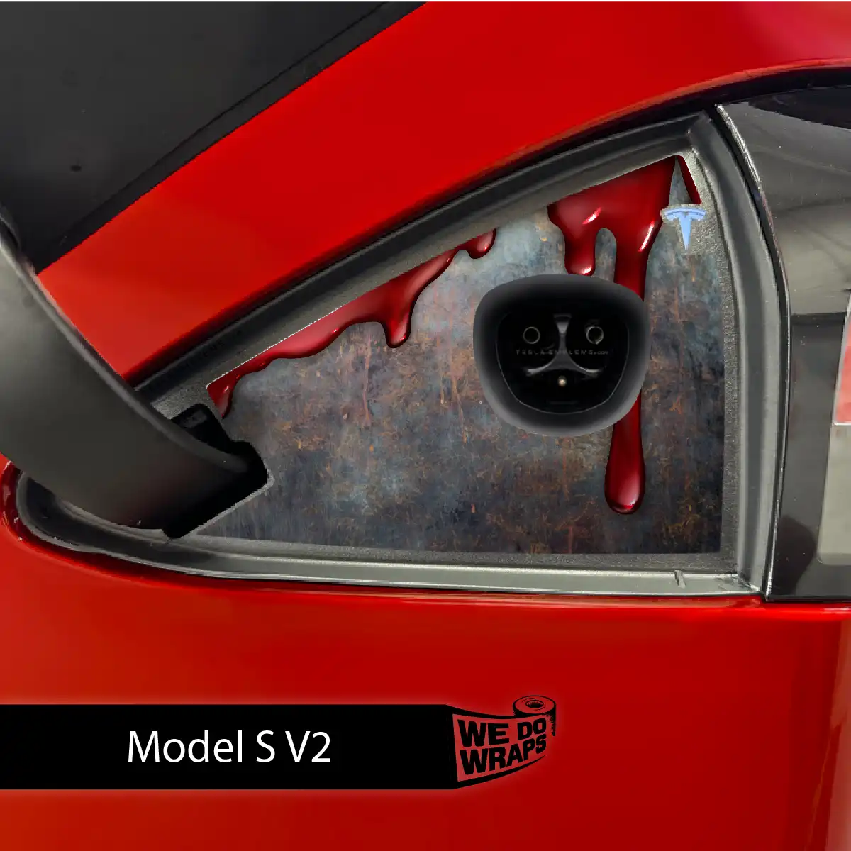 Bloody Tesla Charge Port Wrap | Model S - Tesla Emblems