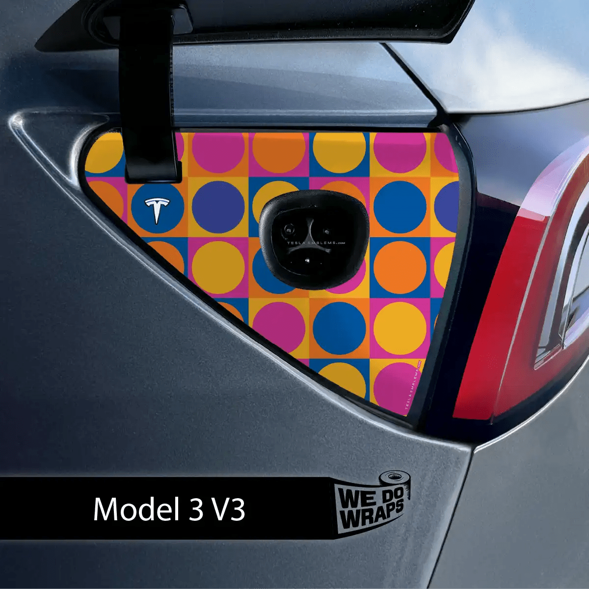 Bright Pop Charge Port Wrap | Model 3 - Tesla Emblems
