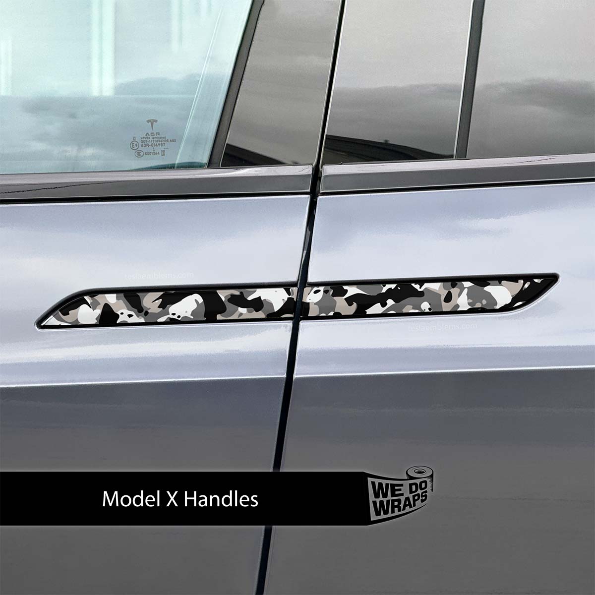 Camo Tesla Door Handle Decals (4pcs) - Tesla Emblems