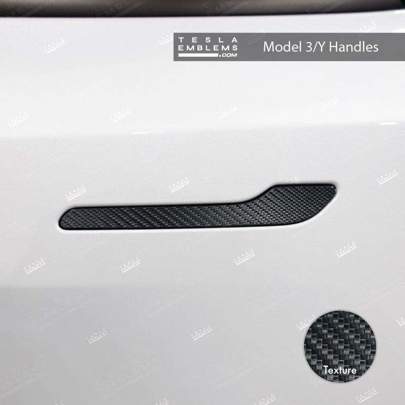 3M Carbon Fiber Tesla Door Handle Decals (4pcs) - Tesla Emblems