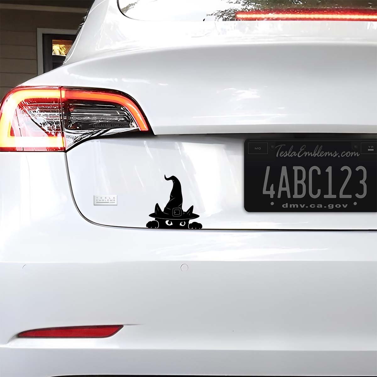 Peeking Cat Witch Vinyl Decal Sticker - Tesla Emblems