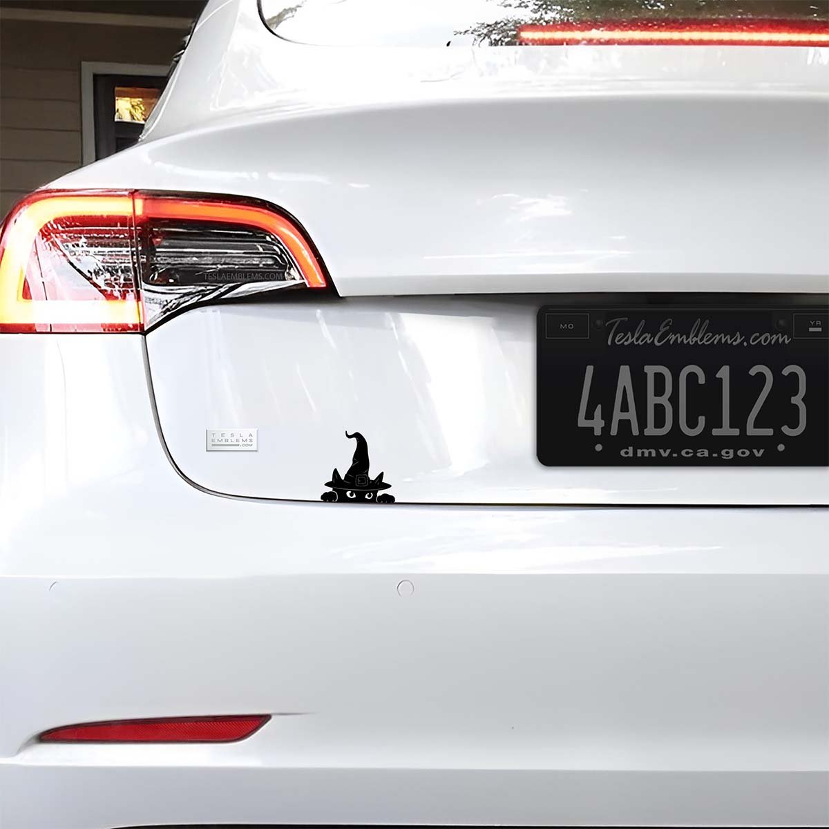 Peeking Cat Witch Vinyl Decal Sticker - Tesla Emblems