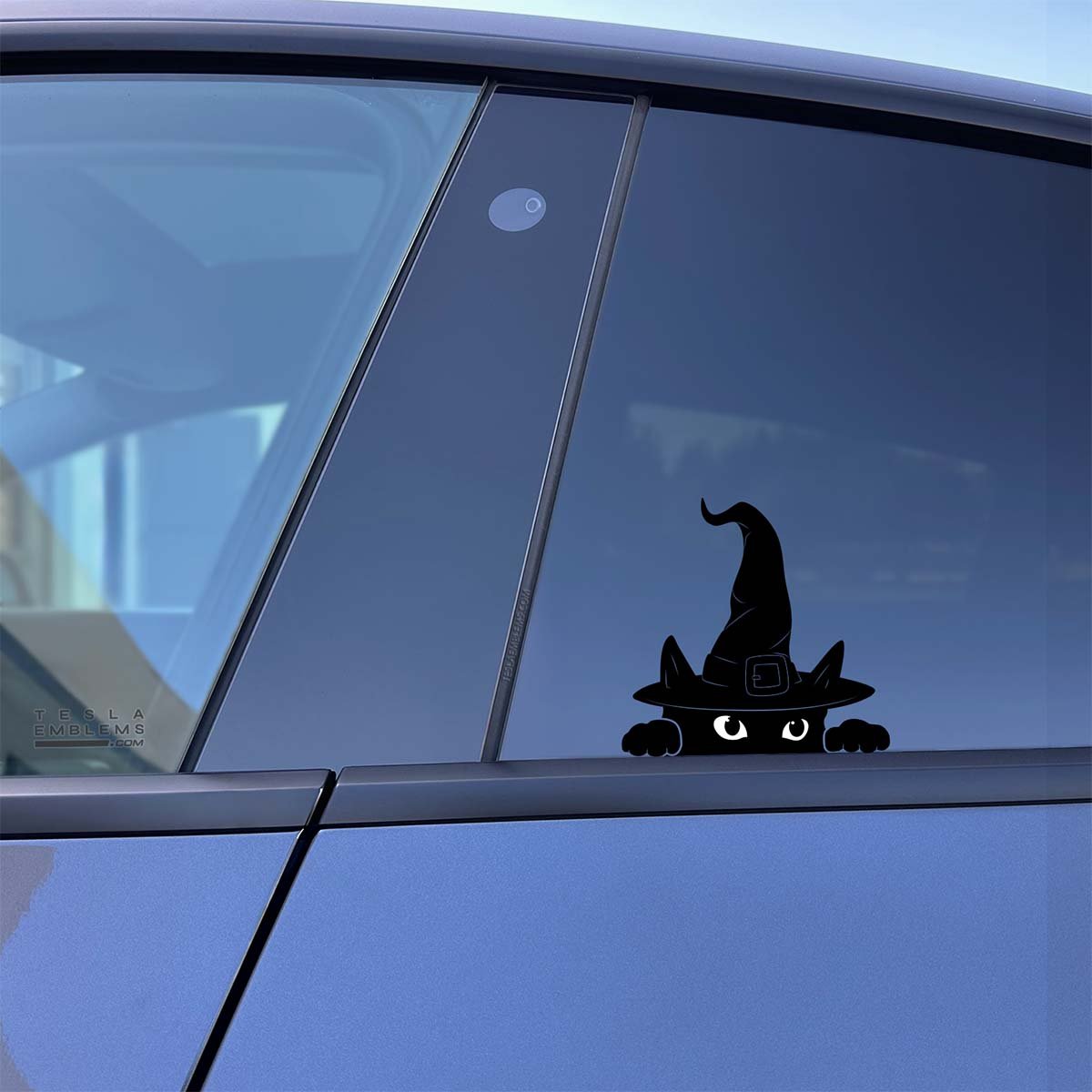 Peeking Cat Witch Vinyl Decal Sticker - Tesla Emblems