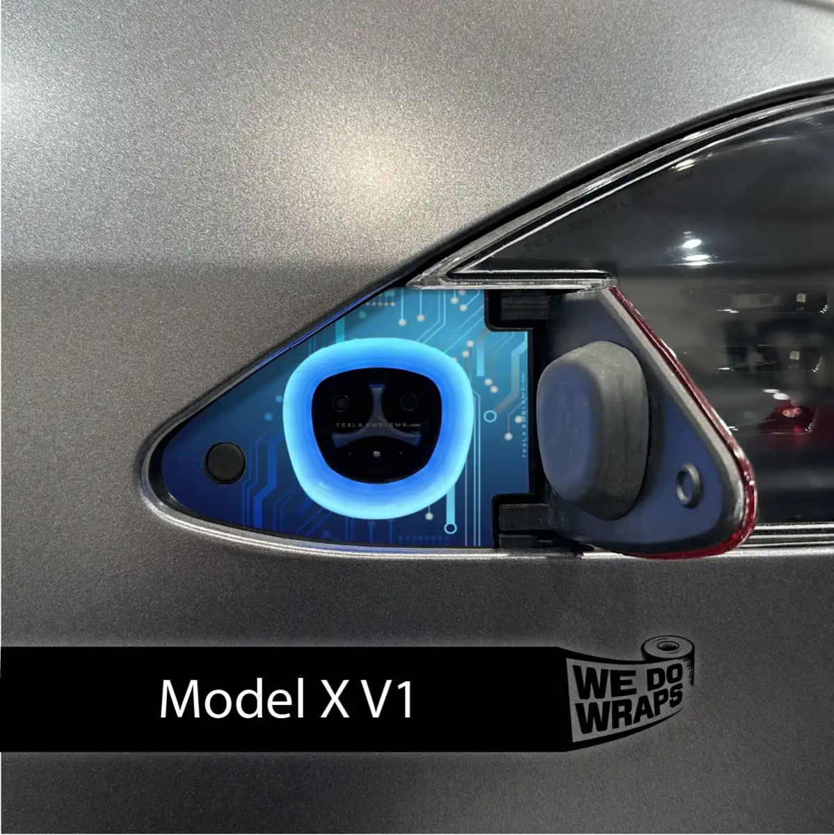 Circuit Blues Charge Port Wrap | Model X - Tesla Emblems