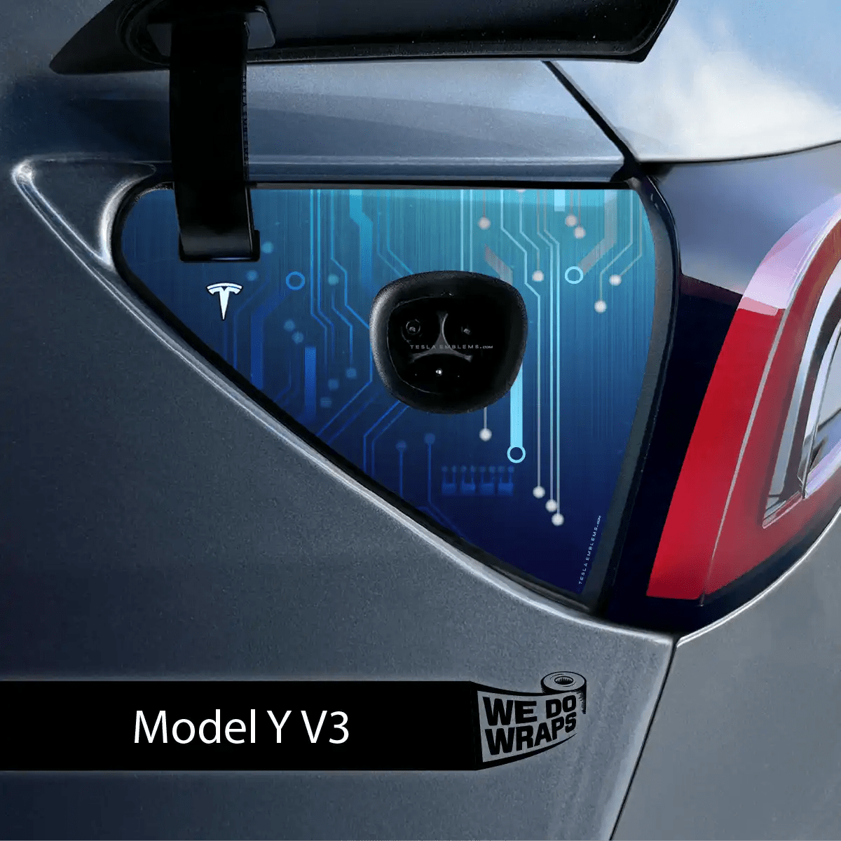 Circuit Blues Charge Port Wrap | Model Y - Tesla Emblems