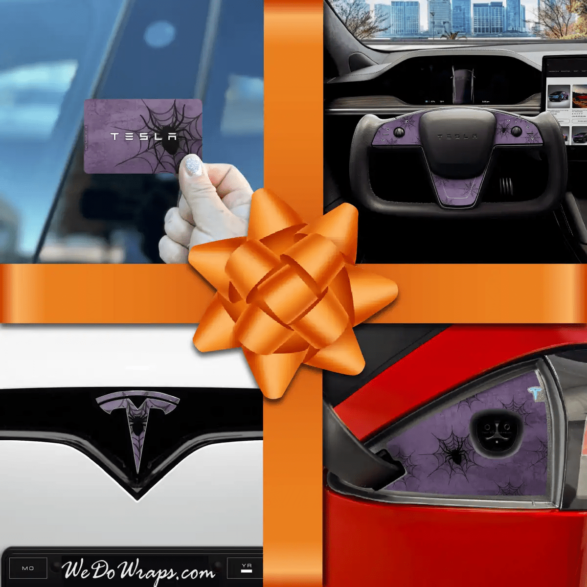 Holiday Bundle Cobweb Spider Tesla Wrap Kit | Model S - Tesla Emblems