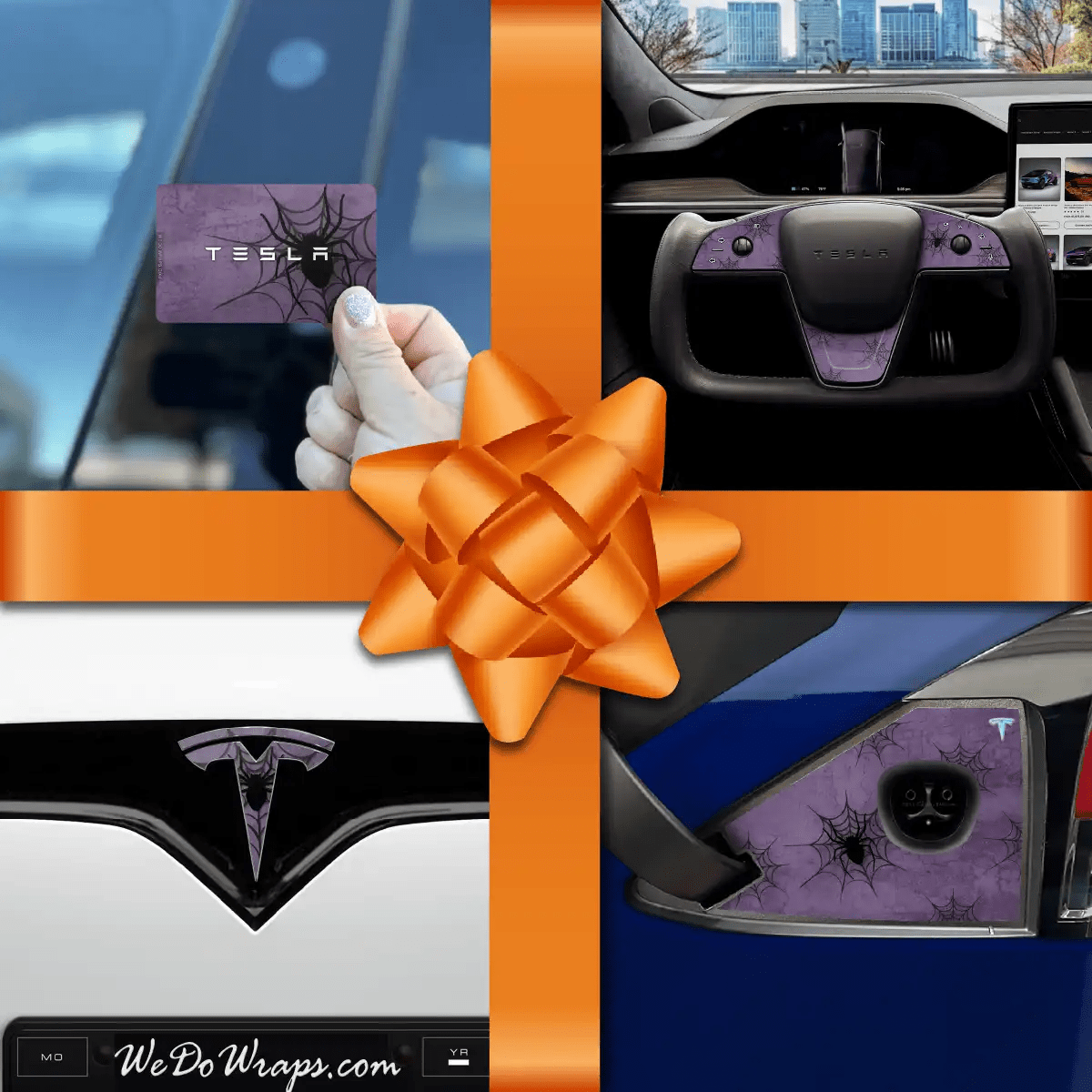 Holiday Bundle Cobweb Spider Tesla Wrap Kit | Model X - Tesla Emblems