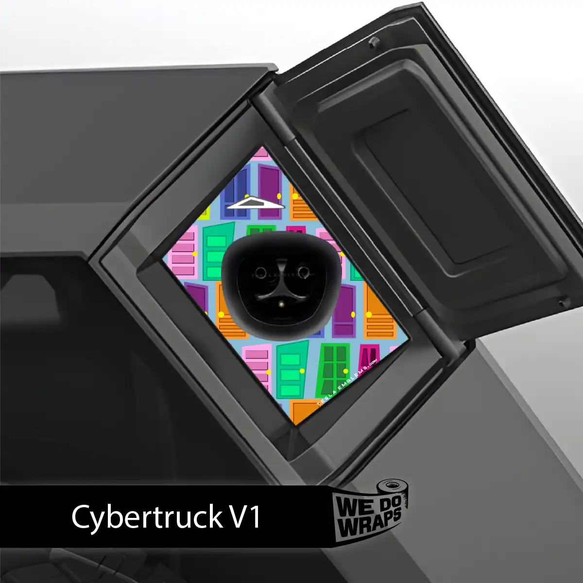 Colorful Doors Tesla Charge Port Wrap | Cybertruck - Tesla Emblems