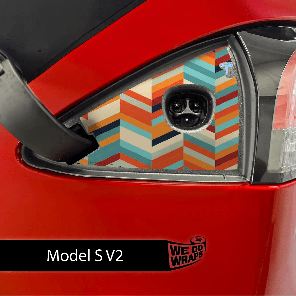 Colorful Herringbone Charge Port Wrap | Model S - Tesla Emblems