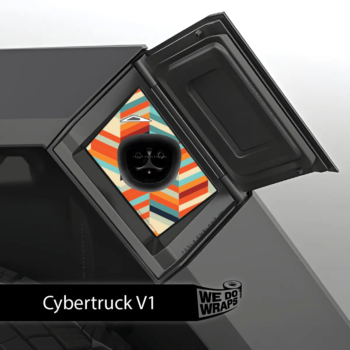 Colorful Herringbone Charge Port Wrap | Cybertruck - Tesla Emblems