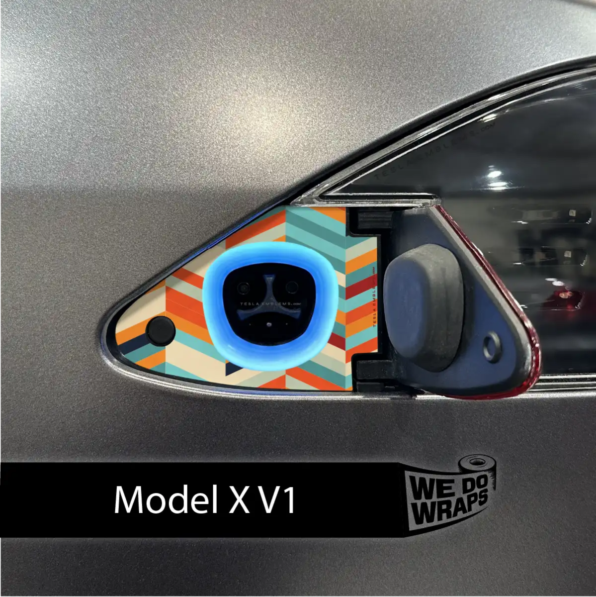 Colorful Herringbone Charge Port Wrap | Model X - Tesla Emblems