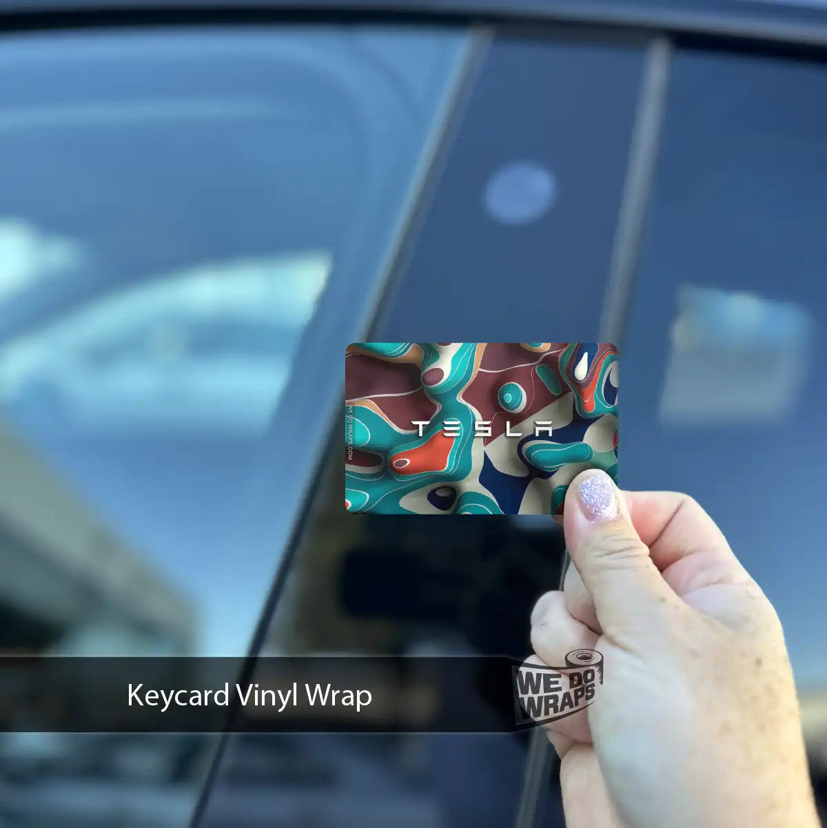 Colorful Topography Tesla Keycard Decal - Tesla Emblems