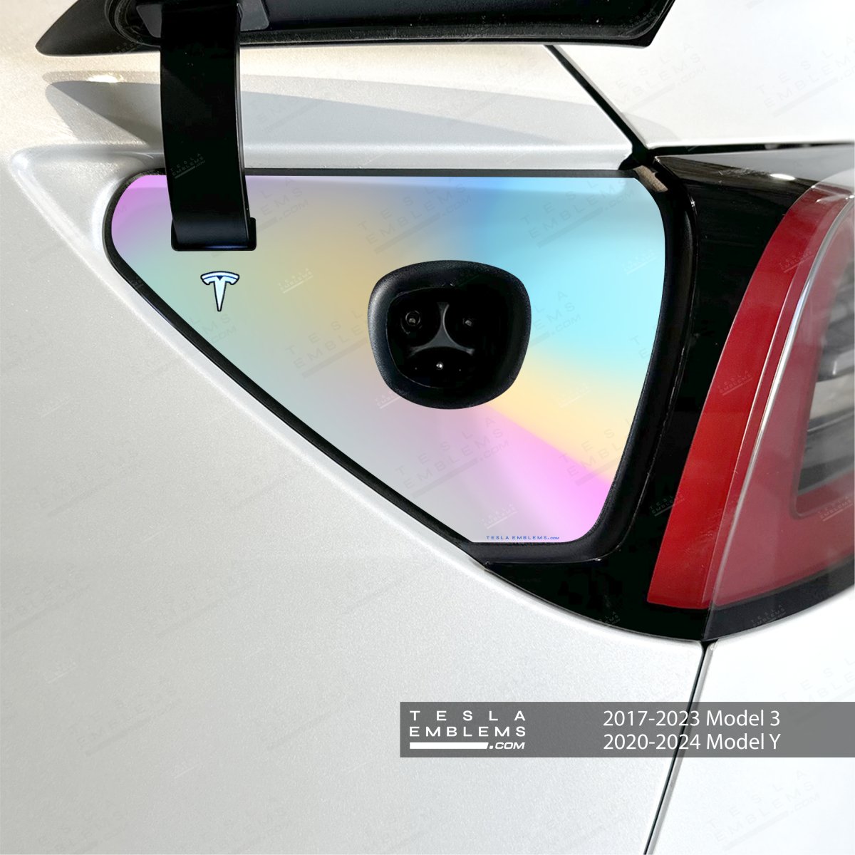 Cotton Candy Gradient Tesla Charge Port Wrap - Tesla Emblems