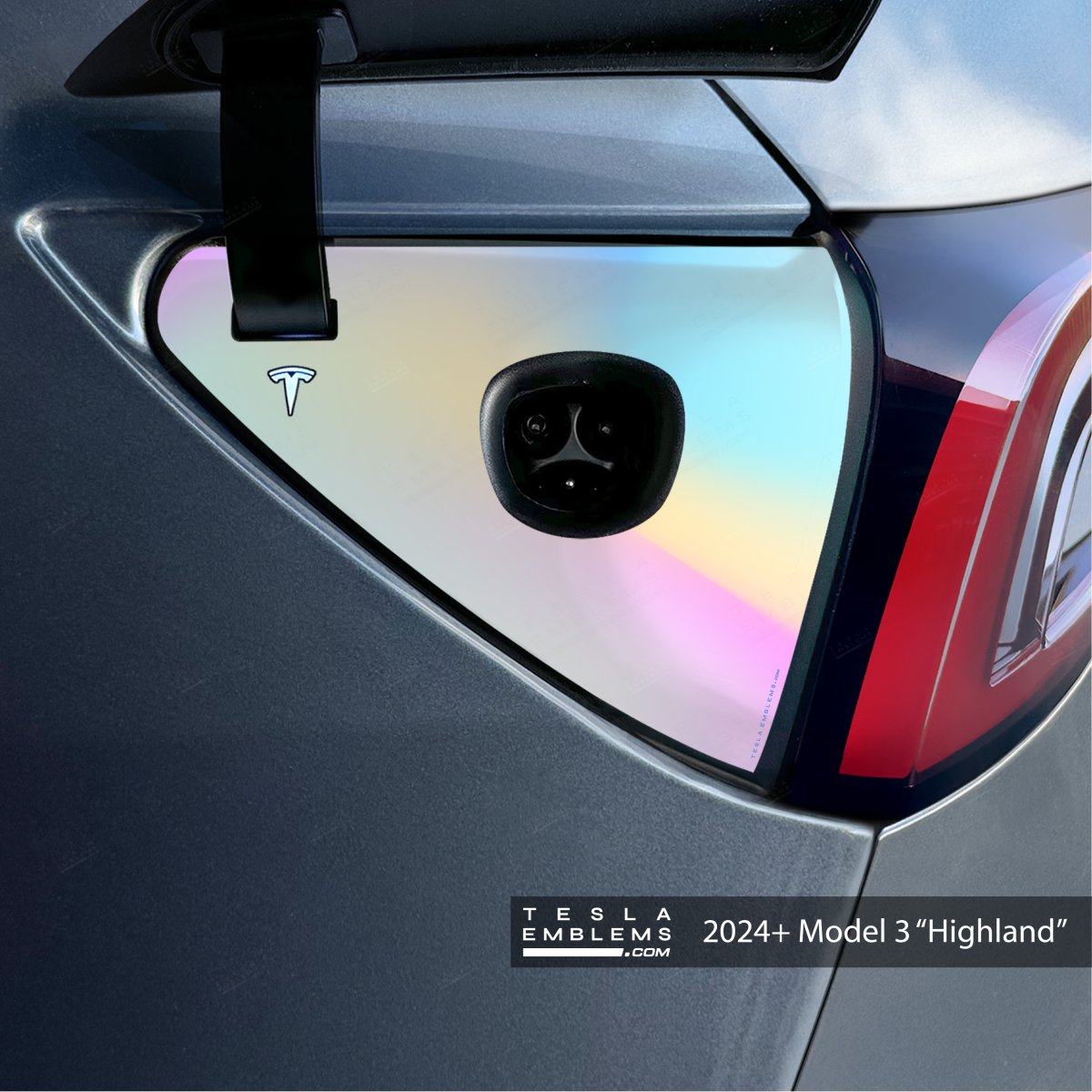 Cotton Candy Gradient Tesla Charge Port Wrap - Tesla Emblems