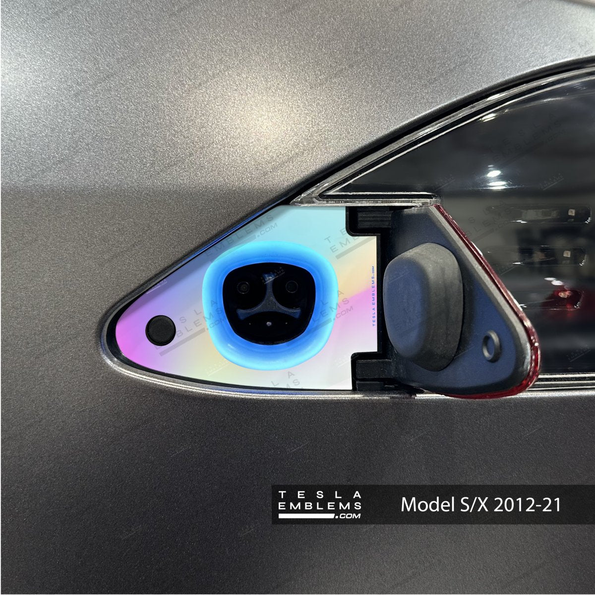 Cotton Candy Gradient Tesla Charge Port Wrap - Tesla Emblems