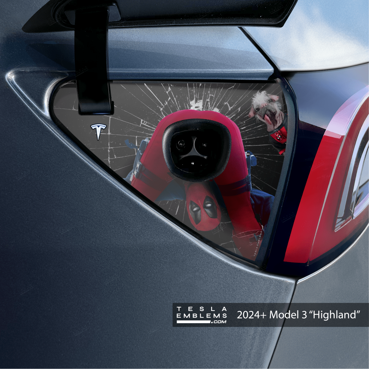 Deadpool Cheeky Charging Charge Port Wrap - Tesla Emblems