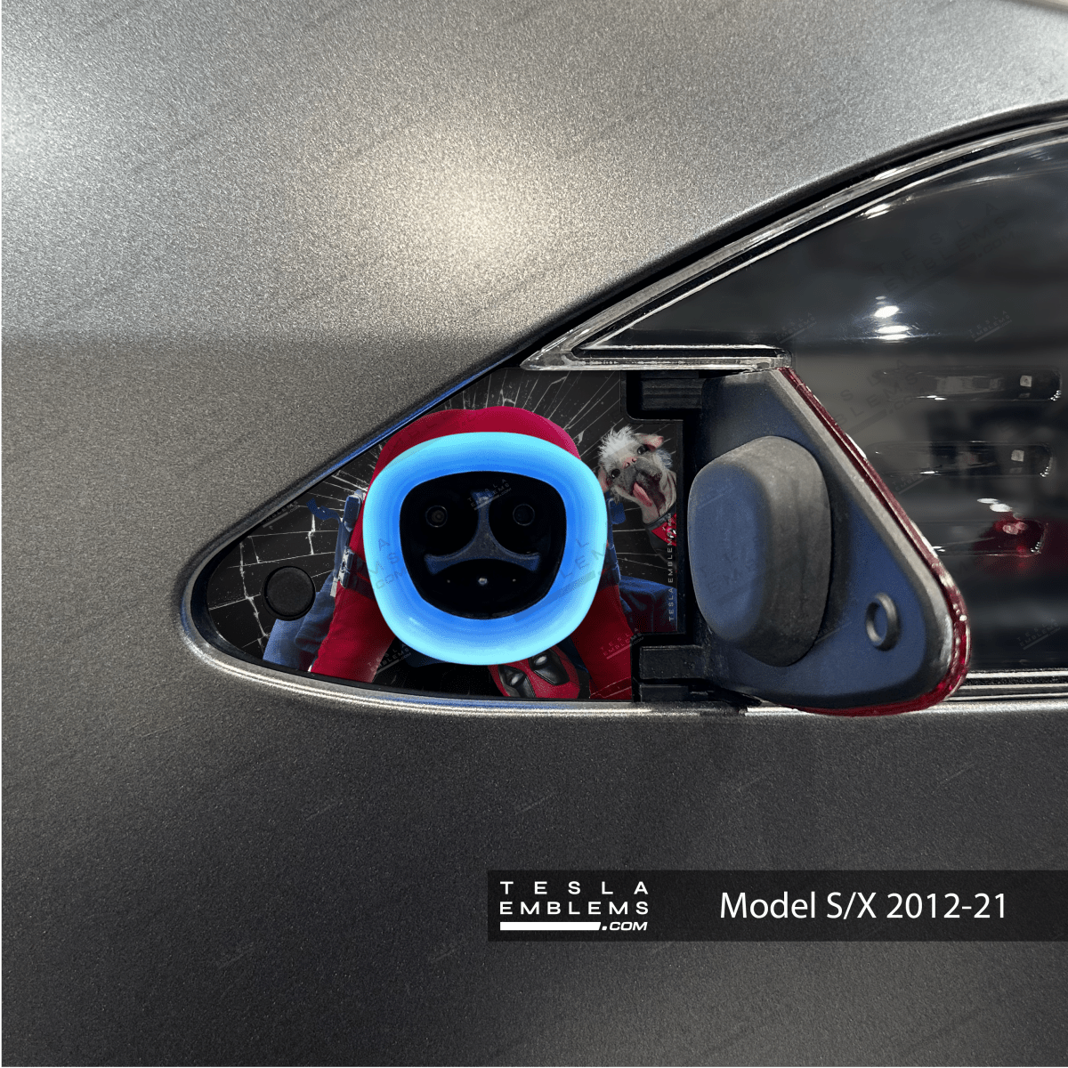 Deadpool Cheeky Charging Charge Port Wrap - Tesla Emblems