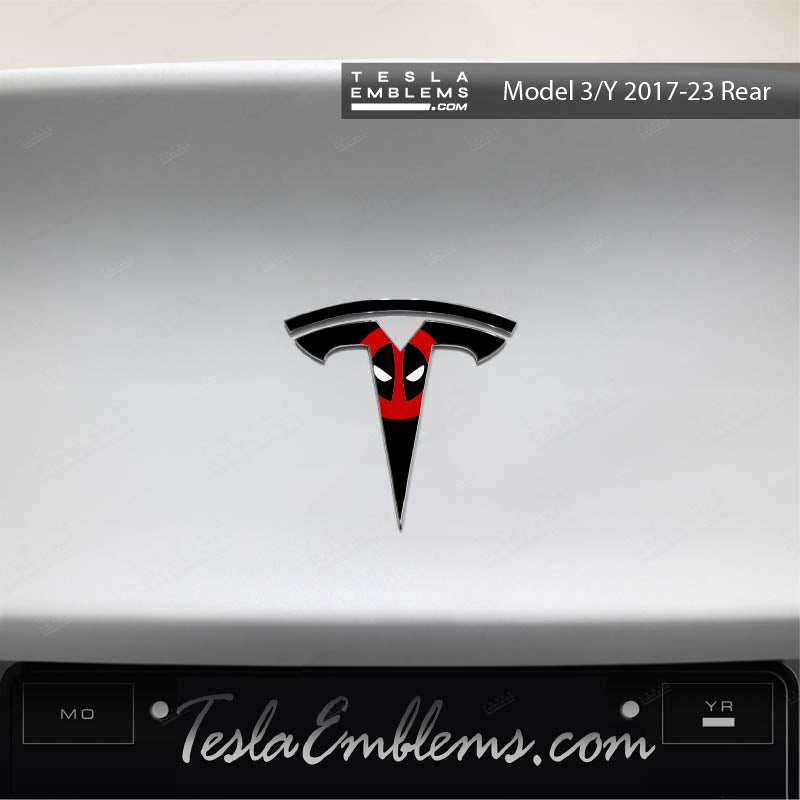 Deadpool Tesla Emblem Decals (Front + Back) - Tesla Emblems