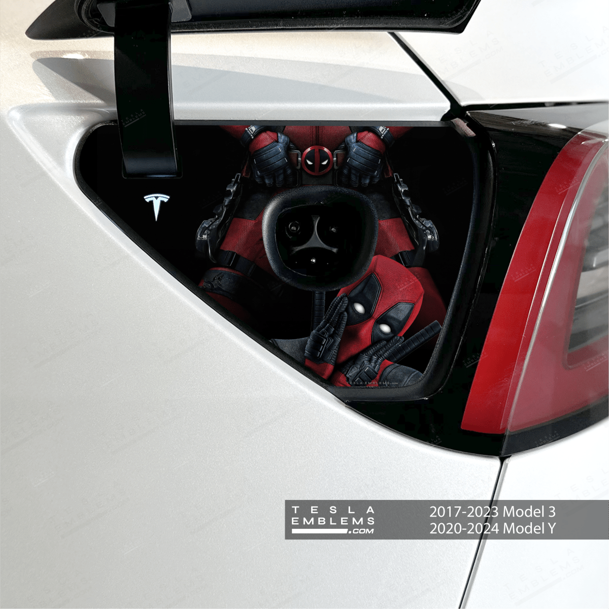 Deadpool Watt - a Package Charge Port Wrap - Tesla Emblems
