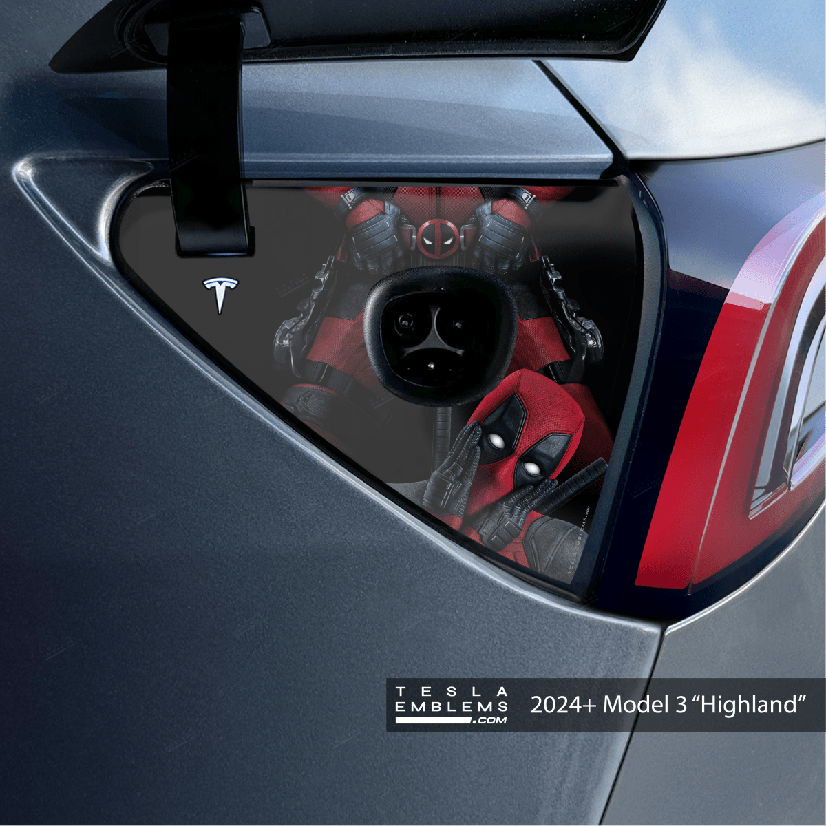 Deadpool Watt - a Package Charge Port Wrap - Tesla Emblems