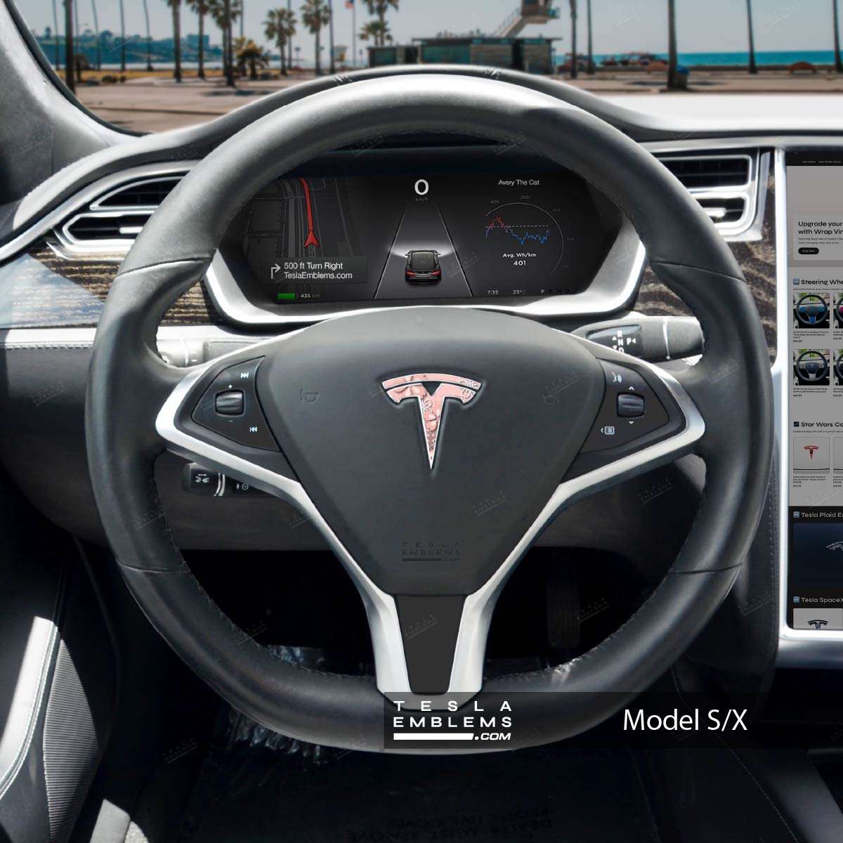 Demon Slayer Nezuko Tesla Steering Wheel Emblem Decal - Tesla Emblems