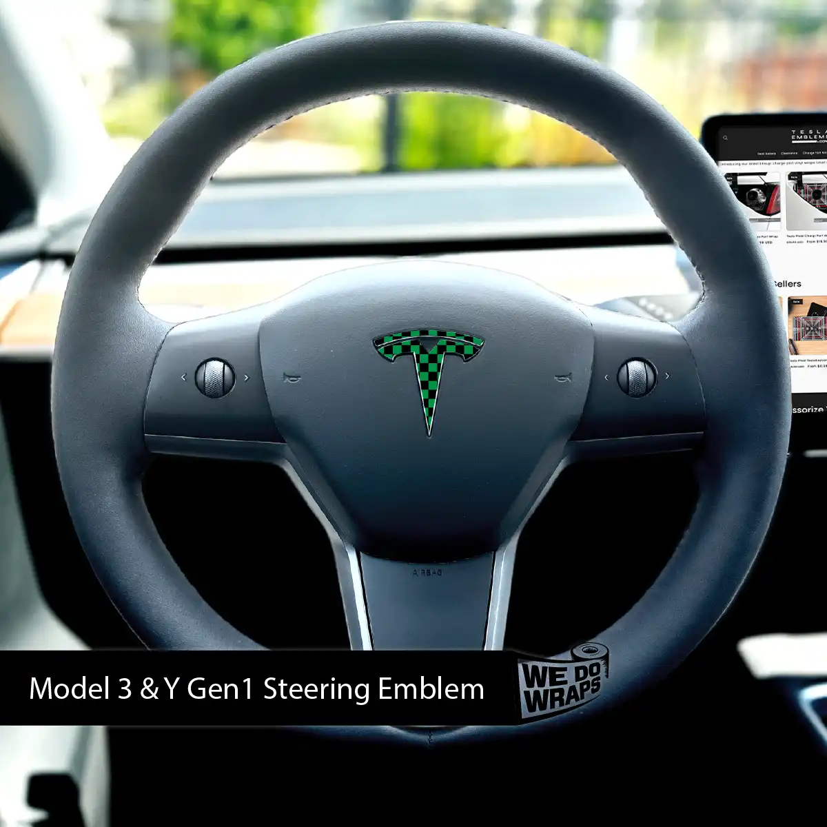 Ichimatsu Pattern Tesla Steering Wheel Emblem Decal | Model Y - Tesla Emblems